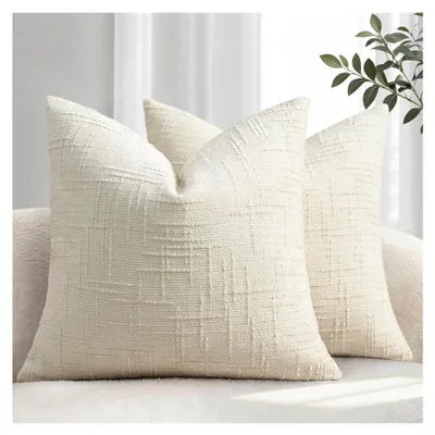 Produktbild von Kissenbezug 40x40 2er Set Sofakissen aus Weichem Chenille Stoff Kissenbezüge Beige Dekokissen Sofa & Wohnzimmer Dekokissenbezüige für Gemüitliche Heimdekoration Zierkissenbezüge