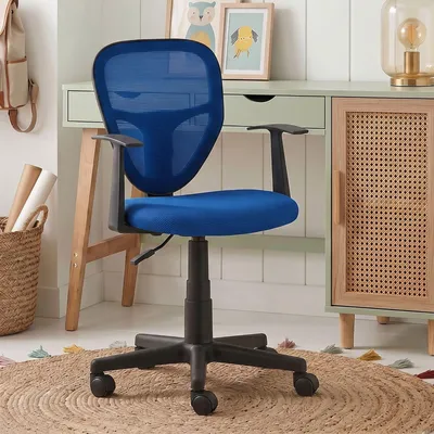 Produktbild von Schreibtischstuhl Kinder STUDIO-1 höhenverstellbar, Blau - Bürostuhl für Kinderzimmer ergonomisch, drehbar mit Armlehnen, atmungsaktiver Meshbezug [max. Belastbarkeit 100 kg]