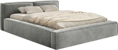 Produktbild von Selsey Tilves Slim – Polsterbett 200x200 mit Bettkasten und Lattenrost, Velours, grau