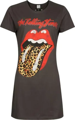 Produktbild von The Rolling Stones Kurzes Kleid Damen Amplified Collection - Leopard Tongue charcoal M