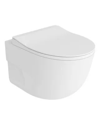 Produktbild von LAVITA Wand-WC Roto | HŠnge Toilette | Toilettendeckel mit Absenkautomatik & Metallscharniere | Toiletten SpŸlrandlos HŠngend | Toilettenbecken | 355x530x370 cm | Wei§er Glanz
