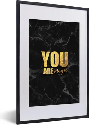 Produktbild von MuchoWow® Gerahmtes Poster Zitate - Magie - Gold - Marmor 40x60 cm - Poster mit Schwarzem Bilderrahmen Wandposter Rahmen Foto Bilder - Poster in Rahmen