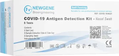 Produktbild von 5 Stück Covid-19 Antigen-Nachweis-Kit - Nasenabstrich, Für den Einsatz im Selbsttest, BfArM AT1210/21, Schnelltest New Gene