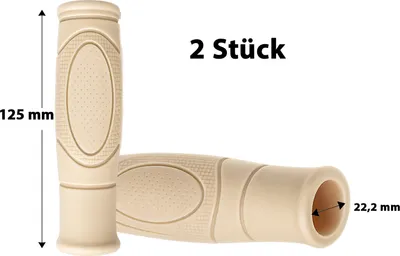 Produktbild von 1 Paar Fahrrad Lenker Griff 125mm lang Steckgriff ergonomisch Rutschfest creme beige