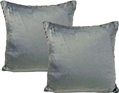 Produktbild von JACK 2er Set Teddy Flausch Kissenhülle Kissenbezug Dekokissen flauschig kuschlig weich, Farbe:Grau, Größe:45 x 45 cm