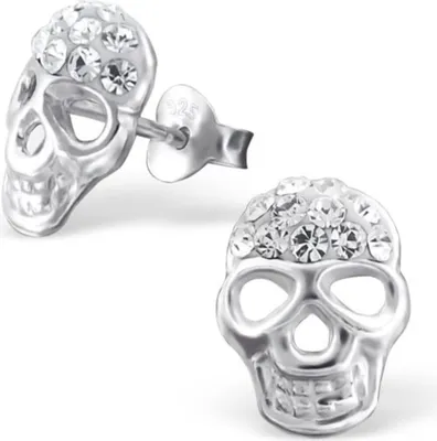 Produktbild von Totenkopf Ohrstecker: Silber Ohrringe mit Kristallen