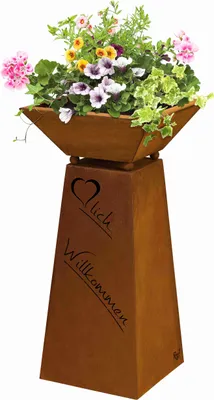Produktbild von Rostikal Willkommen Säule Garten Rost 72 cm mit Dekoschale Edelrost Gartendeko Säule