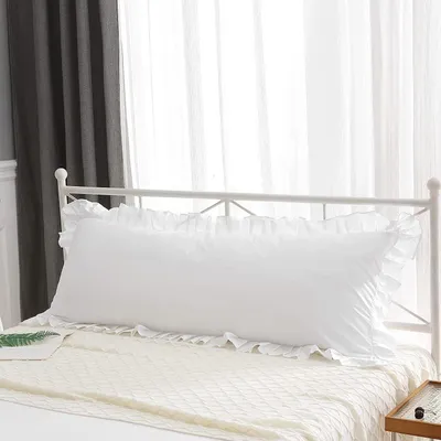 Obrázok produktu pre Poťah na vankúš, vankúš pre bočné spanie s volánmi, 40x145 cm, bavlna, biela, 2 kusy