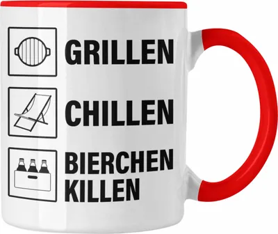 Produktbild von Trendation - Grill Tasse Geschenk Männer Steak Liebhaber Grillen Geschenkidee Vater BBQ (Rot)