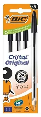 Produktbild von BIC Kugelschreiber Cristal Original schwarz 4er Kartonbox