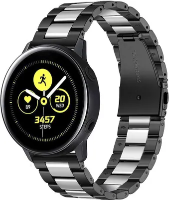 Produktbild von Strap-it Samsung Galaxy Watch Active / Active 2 Gliederamband (Schwarz / Silber)
