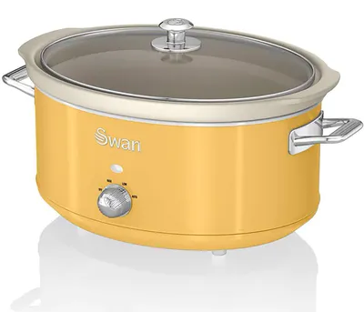 Image de SWAN SF17031YELNEU Retro Slow Cooker 6,5L, Céramique antiadhésive sans PFOA ni PTFE, Jaune vintage