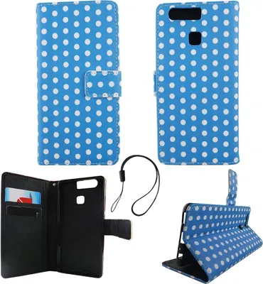 Produktbild von Handyhülle Tasche für Handy Huawei P9 Polka Dot Blau Weiss