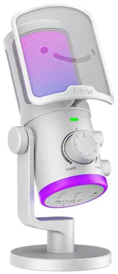 Image de FIFINE AM6w - Microphone de jeu USB à condensateur RVB avec filtre POP et boutons - blanc (PC)