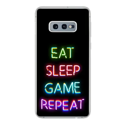 Produktbild von MuchoWow® Handyhülle Schutzhülle Hülle für Samsung Galaxy S10e Gaming - Led - Zitat - Eat sleep game repeat - Gaming Silikon Softcase Handy Hülle - Handy