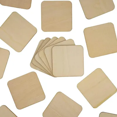 Produktbild von 20 Stück unbehandelte, quadratische Holzstücke für DIY-Bastelprojekte wie Brandmalerei, Laserschneiden, Bemalen und Dekoration