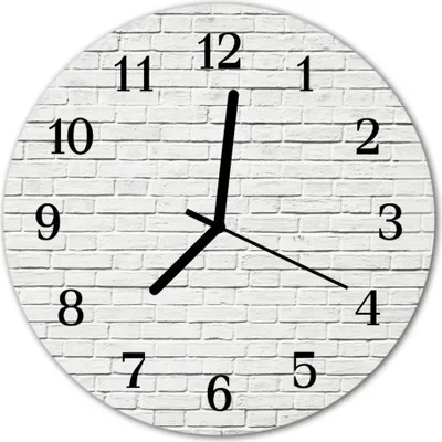 Produktbild von Glasuhr Wanduhr Küchenuhr Echt-Glas 30fi cm Ziegel Mauer weiß