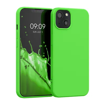 Produktbild von kwmobile Hülle kompatibel mit Apple iPhone 13 Hülle - gummierte TPU Silikon Handyhülle - Schutzhülle für kabelloses Laden - Case in Limettengrün