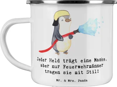 Produktbild von Mr. & Mrs. Panda Teetasse Stilvolle Feuerwehrmann - Weiß - Geschenk, Berufspassion, Teebecher, becher emaille, Respekt, Held, Stil, Tasse, Haferl, Lebensretter, Pott