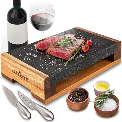Zdjęcie produktu dla Nutrichef, kamień grzewczy, lawa, grill kamienny – idealny do grillowania steków, mięs i do barbecue