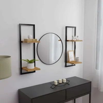 Obrázek produktu pro The Living Store Nástěnné police 2 ks 25x25x75 cm masivní dřevo akácie a ocel