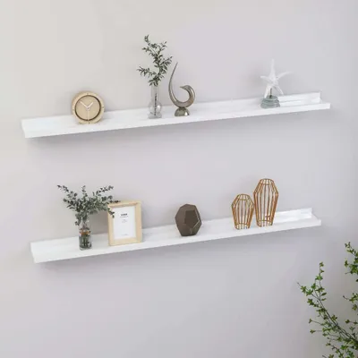 Produktbild von vidaXL Wandregale 2 Stk. Hochglanz-Weiß 100x9x3 cm