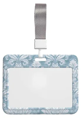 Produktbild von Ausweishalter in Pastellblau mit Blumenmotiv aus Hartplastik für Arbeitskarten und Namensschilder