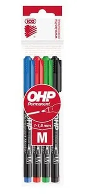 Permanentný popisovač, sada, OHP, 1-1,5 mm, M, ICO, 4 rôzne farby