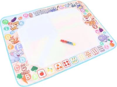Produktbild von Wasser-Doodle-Matte für Kinder, wiederverwendbar, groß, zum Malen, Schreiben, Alphabet, Obst, Tiermuster, Lernspielzeug mit Stiften