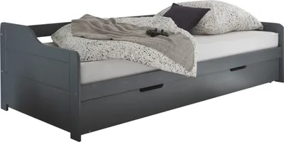 Produktbild von Jugendbett TRISTAN aus massivem Kiefernholz, Grau, mit zwei Liegeflächen