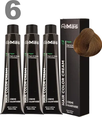 Produktbild von FemMas Haarfarbe mit Arganöl Dunkelblond 6 | 3 x100 ml