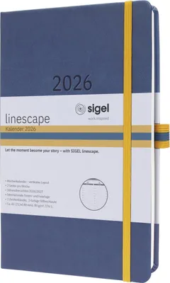 Zdjęcie produktu dla sigel L2606 kalendarz książkowy sigel Linescape 2026, ok. A5, niebieski