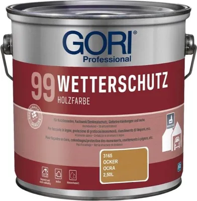 Produktbild von GORI 99 Wetterschutz Holzfarbe 2.5 Liter OCKER Holzfassadenfarbe Wetterschutzfarbe