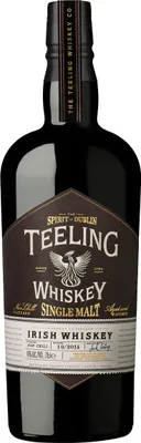 A bottle of Teeling Single Malt Irish Whiskey.