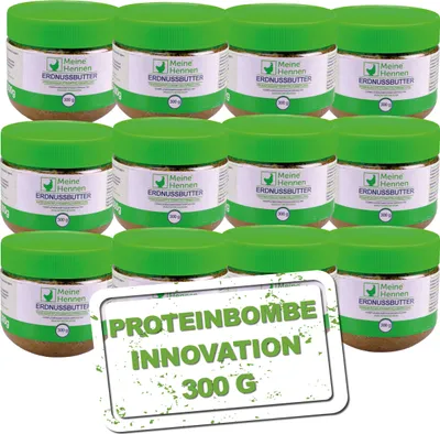 Produktbild von Meine Hennen Erdnussbutter - 300gr. - 12 Stk. - Ergänzungsfuttermittel, Ein hochwertiger Hühnersnack zur perfekten Futterabwechslung für Ihr Geflügel