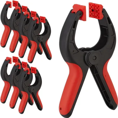 Produktbild von Relaxdays Klemmzwingen Set 8 Stück 7cm Spannweite 13kg Spannkraft rutschfeste Griffe vielseitig fest praktisch verstellbar robust Arbeitsentspannung