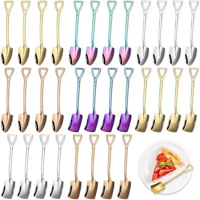 Produktbild von Ibenzoa® 32-teiliges Edelstahl-Dessertlöffel-Set – 16 spitze Portionierlöffel & 16 klassische Löffel, ideal für Tee, Kaffee und Zucker