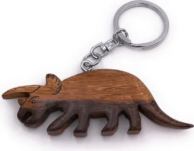 Image de Onwomania Porte-clés en bois rhinocéros dino dinosaure agriculteur préhistorique pendentif Charm
