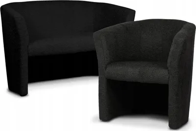 Produktbild von Couchgarnitur - Sofa Set - Schwarz - Weicher Stoff - 2 Sitzer Sofa - Sessel - Sitzmöbel - Fleckenbeständig - 2-Teilig - CAFE