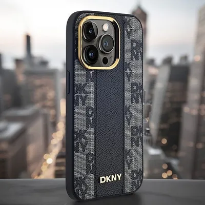 Produktbild von DKNY DKHMP14LPCPVSLE iPhone 14 Pro 6.1" beige hardcase Leather Checkered Mono Pattern MagSafe Schutzhülle