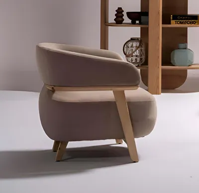 Immagine prodotto di Poltrona morbida beige Poltrona in tessuto Mobili da soggiorno Mobili di design