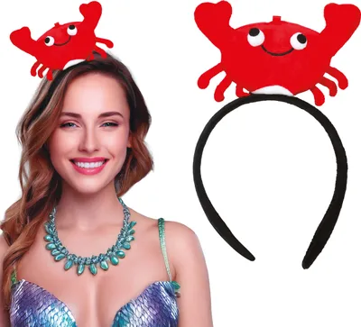 Productafbeelding van Zeeleven Carnaval, krabbenhaarband, diadeem, hoofdsieraad, carnaval, rood, lachend. Kleur: rood/zwart