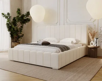 Obrázok produktu pre Čalúnená posteľ 160x200 Lisbon – dvojposteľ 160 x 200 s roštom, čelom, úložným priestorom – zamat krémová