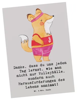 Produktbild von Mr. & Mrs. Panda Postkarte Volleyball Trainerin Inspiration - Grau Pastell - Geschenk, Herausforderungen des Lebens, Grußkarte, Ansichtskarten, Motivation, Danksagung
