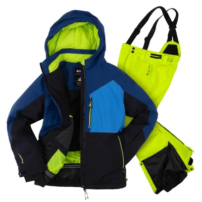 Produktbild von killtec Skianzug Kinder Jacke Hose Blau/Neongrün winddicht Gr. 152