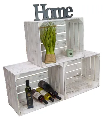 Produktbild von Obstkiste Johanna neu - Shabby weiß  3er Set ohne