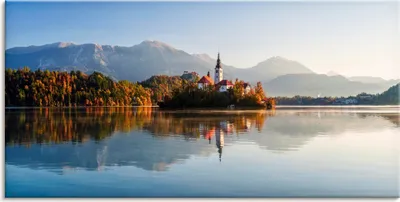 Produktbild von ARTland Leinwandbild Herbst am Bleder See Slowenien Größe: 40x20 cm