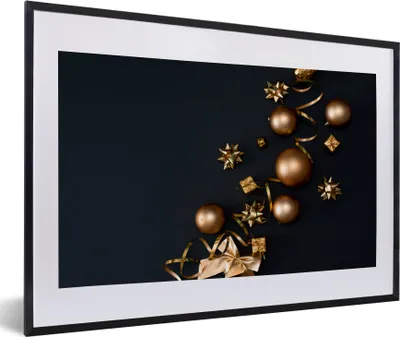 Produktbild von MuchoWow® MuchoWow® Gerahmtes Poster Weihnachten - Weihnachtsschmuck - Weihnachtskugeln 60x40 cm - Poster mit zchwarzem Bilderrahmen - Schlafzimmer - Plakat in Rahmen - Drucken