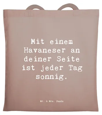 Produktbild von Mr. & Mrs. Panda Einkaufstasche Spruch Havaneser Sonnenschein - Braun Pastell - Geschenk, Tote Bag, Erziehung, Beutel, Hunde, Laptoptasche, Hunderassen Pflege, Hund