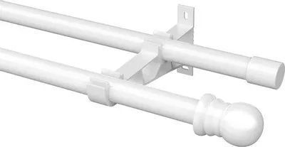 Productafbeelding van Famanu gordijnstang, 76-222 cm - Dubbele rails, roestvrij staal, wit